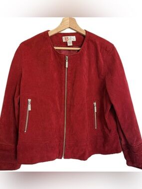 Bernardo Suede Zip Jacket Red XL
